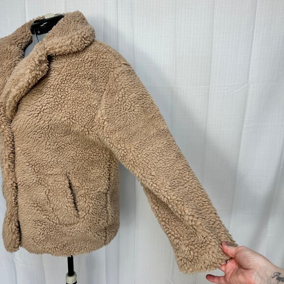 Vigoss Faux Fur Teddy Bear Snap Up Coat Fuzzy Sherpa Cozy With Pockets Sz: L - Picture 2 of 10